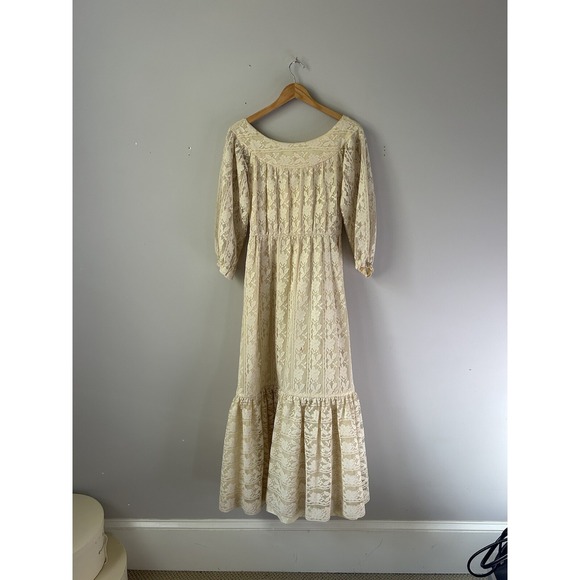 70s handmade lace prairie dress vintage‎